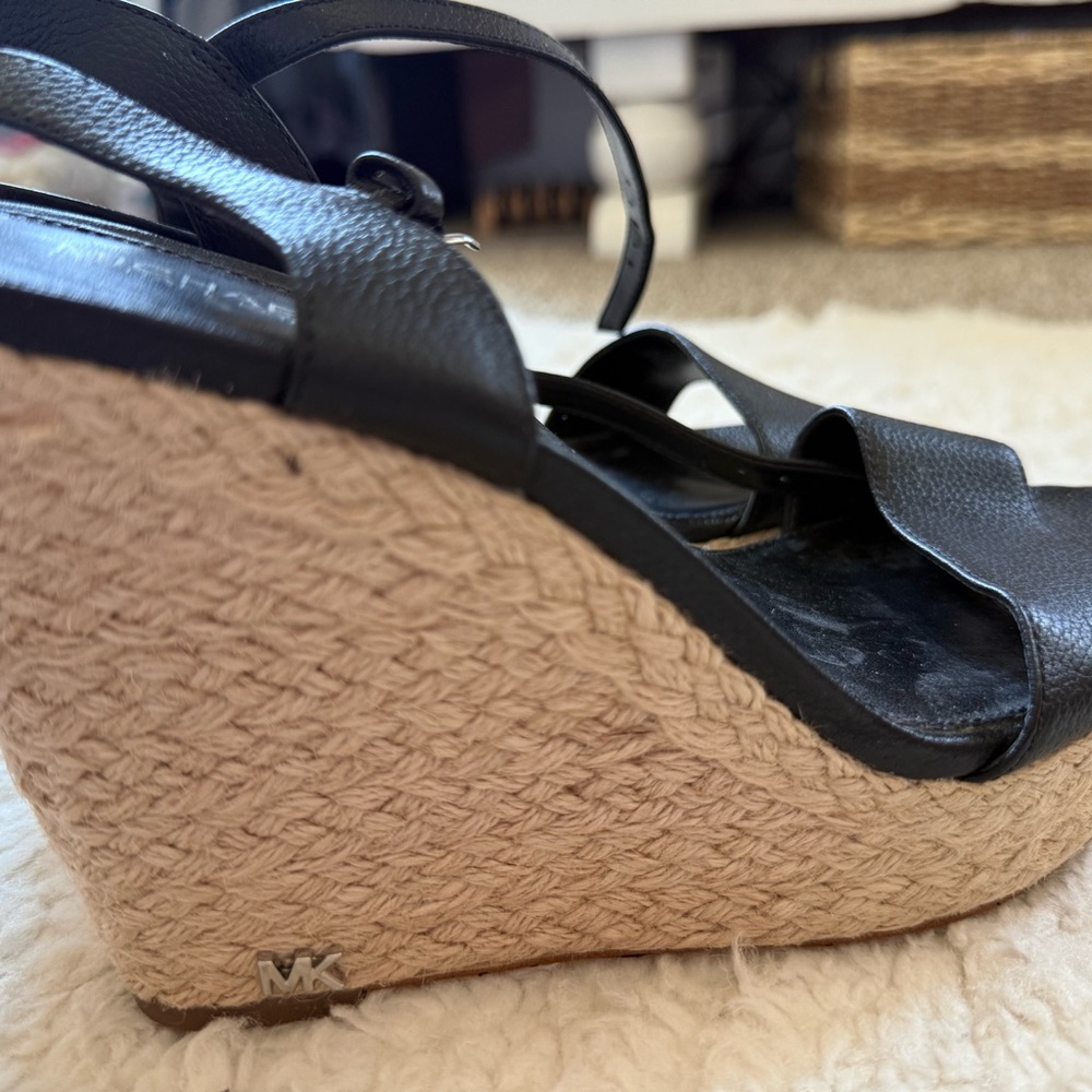 Michaels Black Leather Wedges